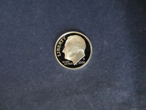 2008-S One SILVER Roosevelt Dime Deep Cameo Mirror Proof Upper Grading Range Cover