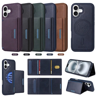 Luxury Magnetic Card Slot Wallet Stand Cover Case for 16 15 14 13 11 12 Pro Max - Image 1 of 4