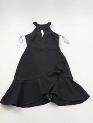 Vestido Adelyn Rae para mujer XS negro Kasi ojo de cerradura volantes halter Foto 1 de 4