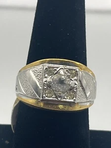 Anillo Estate Vintage 18 KT Oro Pesado Electroplaca Talla 9 Nuevo Antiguo Stock #0429F - Imagen 1 de 4