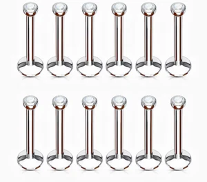 10 piezas 18G CLARO 2 MM circonita gema LABRET ANILLO LABIO PIERCING CUERPO ANILLO ROSCADO INTERNAMENTE - Imagen 1 de 2