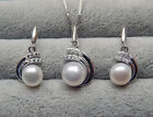 Genuine 6-8mm Freshwater Pearl Necklace and Earring set 925 silver Birthday Gift