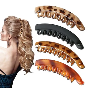Banana Hair Clips for Women Classic Clincher Double Comb Clips Hair Leopard B... - Picture 1 of 6