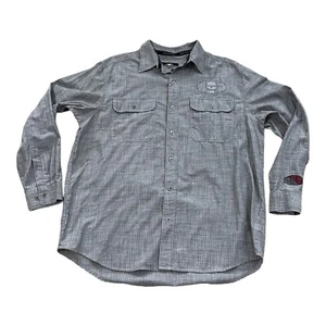 Harley-Davidson Shirt Men XL Gray Striped Long Sleeve Button-Down Skull SpellOut - Picture 1 of 8