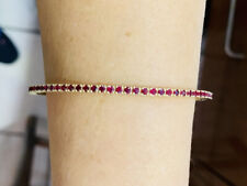 14K Solid Yellow Gold Band Bangle With Natural Round Ruby 8.90GM 50x60mm Sized