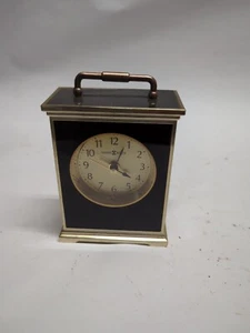 Howard Miller Black Enamel & Brass Desk Shelf Clock Battery Operated Quartz - Picture 1 of 3
