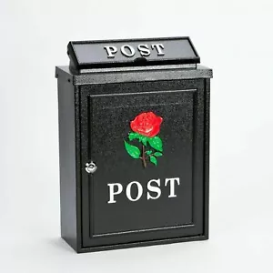Casella postale lettere tradizionale resistente alle intemperie metallo bloccabile design rosa nero - Foto 1 di 16
