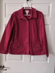 Talbots Size 16W Red Button Chore Barn Coat Soft Twill - Picture 1 of 5