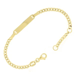 Italian 14k Yellow Gold Hollow Engravable Cuban ID Bracelet 5.5" 4mm 2 grams - Picture 1 of 4