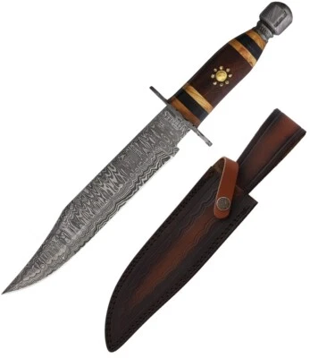 Cuchillo Fijo Canicas 8.00" Hoja Bowie Acero Damasco Gruesa y Tiene Mango de Madera Foto 1 de 3