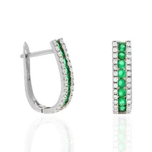 14k White Gold CZ Birthstone Leverback Earrings - Picture 1 of 13