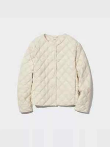 NWT Uniqlo Kid's Size 12 Lightweight Ivory Snap Quilted Puffer Down Jacket - Picture 1 of 15
