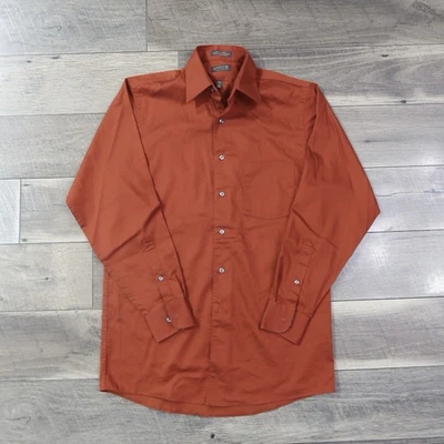 Arrow Shirt Mens Small 32/33 Orange Stripe Long Sleeve Button Up Y2K Satin Twill - Image 1 of 4