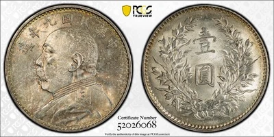 Moneda de dólar de plata 1920 República China Yuan Shih Kai graduación profesional MS62 cabello fino RARA Foto 1 de 4