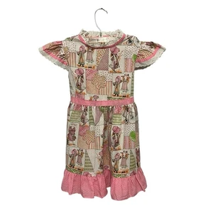 Vintage Sears Holly Hobbie Dress Girls 6X Patchwork Prairie Ruffle Lace Retro - Picture 1 of 10