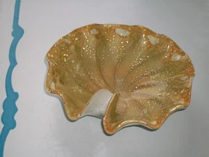 Mid Century Vintage Italian Art Glass Murano Italy Scalloped Bowl - Photo 1 sur 4