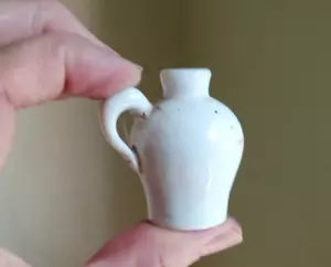 1860s PRIVY DUG OPAQUE WHITE PONTILED HAND BLOWN GLASS MINI JUG APPLIED HANDLE - Picture 1 of 6