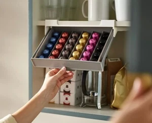 Cupboard Store Under-shelf Space-saving 30-Pcs Coffee Pod Holder Drawer - Picture 1 of 9