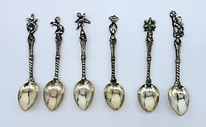 Silver plated spoons lion, angel, flower decoration - Picture 1 of 14