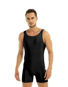 Men's One Piece Leotard Bodysuit Wrestling Singlets Sleeveless Tights Unitard XL - Picture 1 of 7