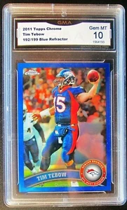 2011 topps chrome blue refractor Tim Tebow graded Gem Mint 10 - Picture 1 of 1