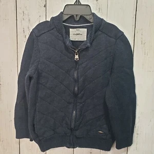 Zara Boys Collection The Knit Wear Full Zip Navy Blue Sweater Size 5 - Picture 1 of 5