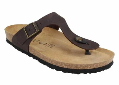 Joe n Joyce Rio Zehentrenner Sandale Braun Fettleder Weite normal Soft-Fußbett