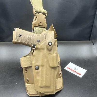 Safariland Beretta M9A4 M9A3 6305 ALS SLS Tactical Holster Drop Leg Coyote Lev3 - Image 1 of 4
