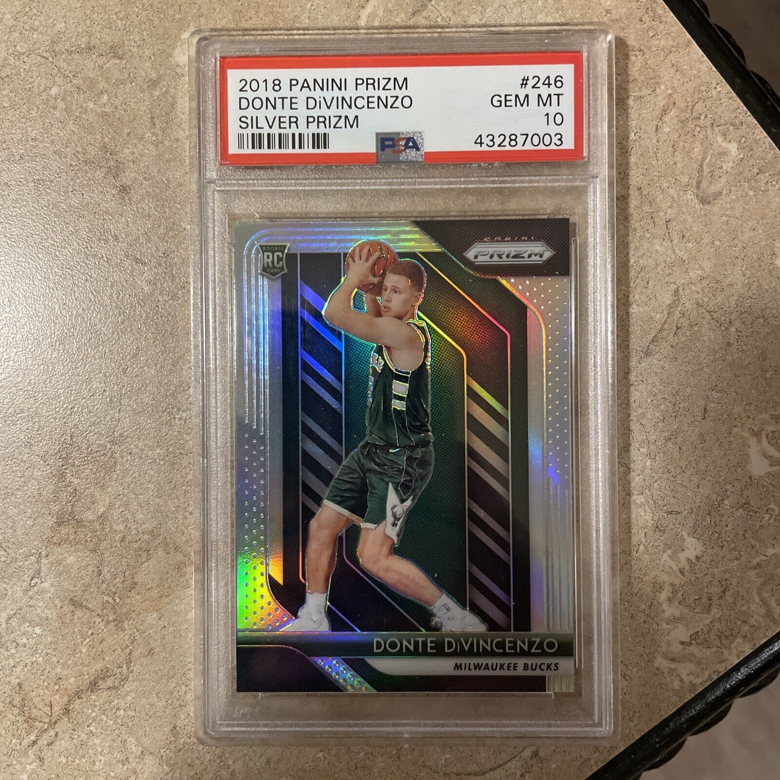 2018 Panini Prizm Donte DiVincenzo RC Silver Prizm PSA 10 Gem Mint MKE Bucks