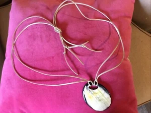 Water Buffalo Horn Pendant Necklace NWOT Hung On Faux Suede - Picture 1 of 5
