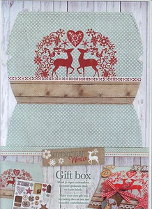 Stanzbogen Scandinavian Winter Geschenkverpackung Gift Box Rehe +  Embellishment - Bild 1 von 3