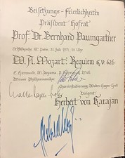 MOZART-REQUIEM,HERBERT VON KARAJAN,handgeschrieben,Salzburg 1971,3 Signaturen