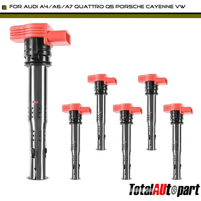 Paquete de 6 bobinas de encendido para Audi A4 2006-2008 A5 Quattro A6 Quattro Q5 Porsche Foto 1 de 4