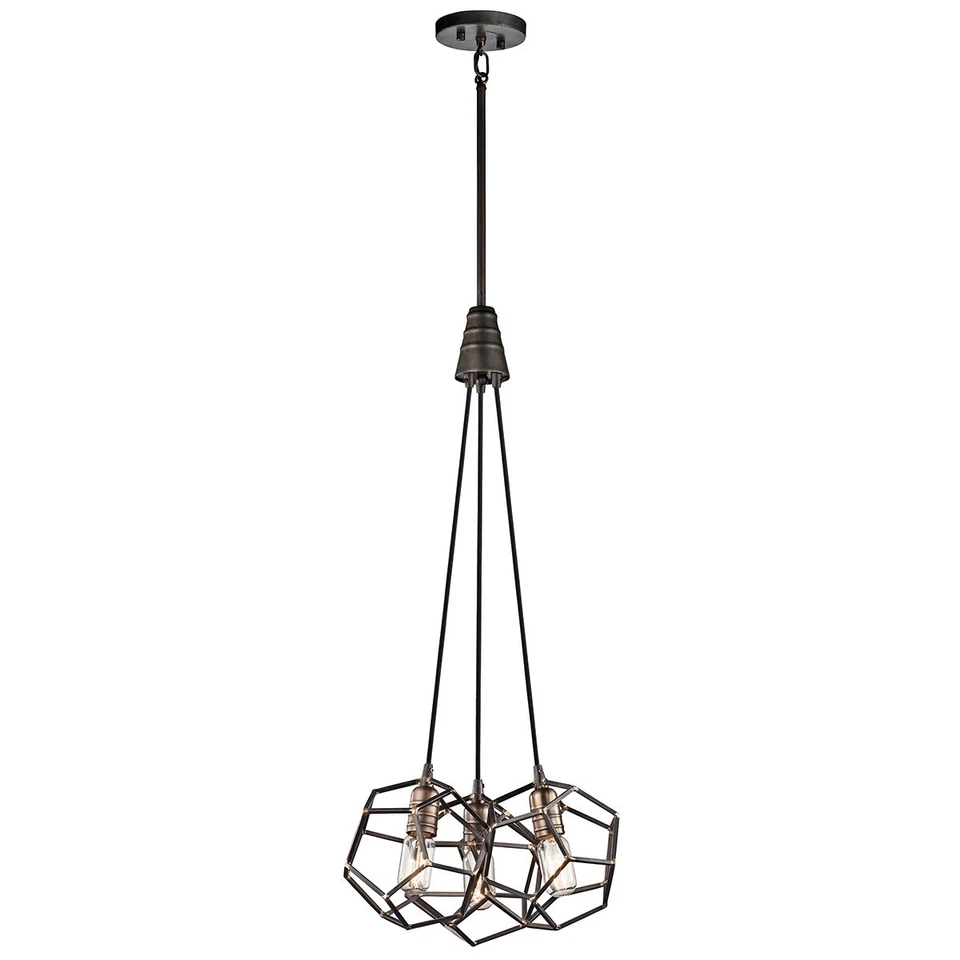 Kichler Rocklyn 3Lt Chandelier Finish: Raw Steel Wired: 3 X 100W E27 220-240V 50 - Image 1 of 1