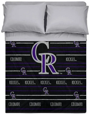 Colorado Rockies MLB 60" x 80" Logo Stripe Flannel Blanket-W21784190090 Cover
