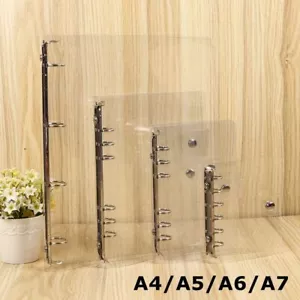 A4/A5/A6/A7 Clear Plastic Clip File Folder Notebook Loose Leaf Ring Binder PVC - Picture 1 of 16
