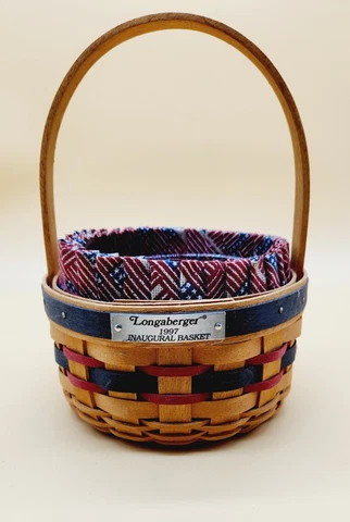 Longaberger 1997 Inaugural Picnic Treat Handwoven Basket plastic insert fabric Cover