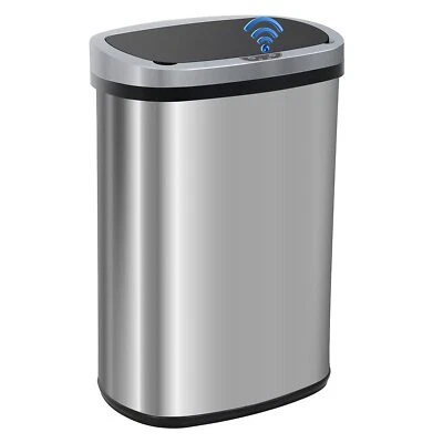 13 Gallon Kitchen Trash Can Automatic Touch Free Garbage Can with Lid Stainless - Image 1 of 4