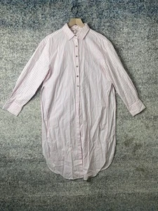 Free People Shirt Dress XS High Slit Pink White Stripe Cotton Midi Relaxed - Picture 1 of 8