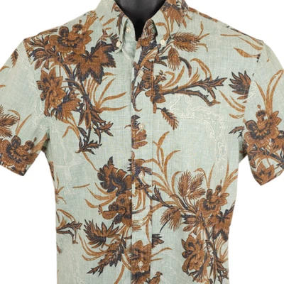 Reyn Spooner Hawaiian Shirt Mens Size Small Green Floral All Over Print Tailored - Image 1 of 4