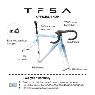 Carbon Road Bike Frame Disc Brake 27.2mm Seatpost with Integrated Handlebar - Image 1 of 4