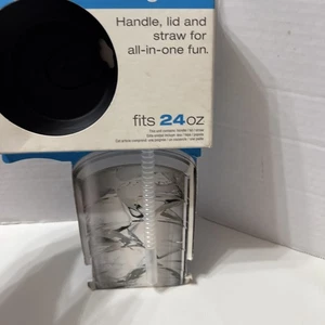 Tervis Black Tumbler 24oz Lid Mug Slider Top Made In USA With Straw. No Handle - Picture 1 of 12