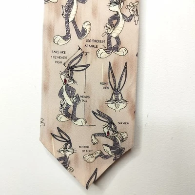 Vtg 1995 Warner Bros Looney Tunes Silk Tie Bugs Bunny Novelty Neck Tie 58x4 - Image 1 of 4