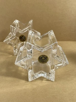 RCR Italia 24% Estrella de Cristal Votivo Candelabros Lote/2 Pesados Transparentes Decoración de Mesa Foto 1 de 4