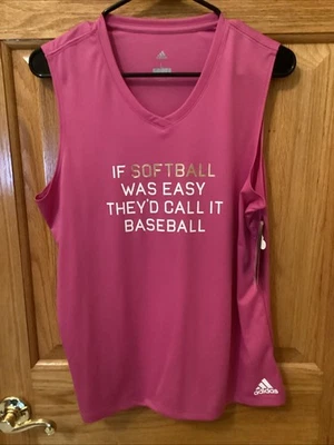 阿迪达斯女式大码粉色如果垒球很容易...背心 CW1-812 — 第 1/4 张图片