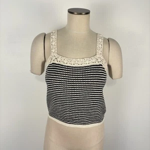 Canotta Aerie donna grande boho pizzo orlo cottagecore uncinetto crop cravatta schiena - Foto 1 di 7