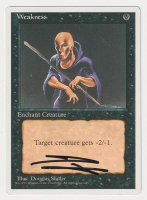 Signed Weakness MP 4th Edition Fourth Artist Douglas Shuler 1995 WOTC MTG Magic! - Image 1 of 2