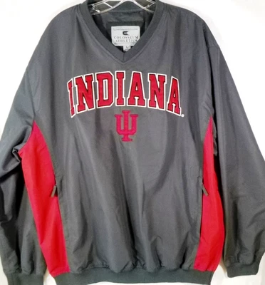 University Indiana Hoosiers-Mens Pullover Windbreaker Jacket-Large-Gray-V Neck - Image 1 of 4