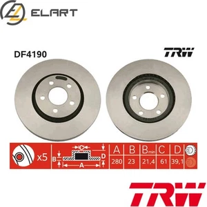 2x BRAKE DISC DF4190 FOR CHRYSLER PT/CRUISER/Convertible ECC 2.0L EDJ 2.1L 4cyl - Picture 1 of 16
