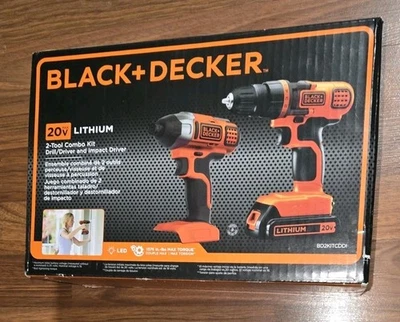 NUEVO NEGRO + DECKER 20V MAX Taladro de Litio y Kit de Atornillador de Impacto con Batería, Cargador Foto 1 de 3